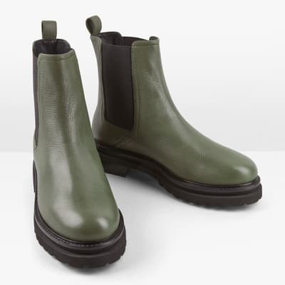 Khaki Haydon Leather Boots