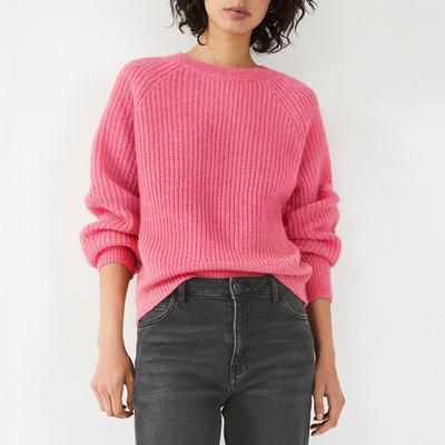 Rich Pink Alma Crew Wool Blend Jumper