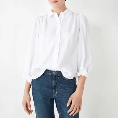 White Arya Gathered Shirt 