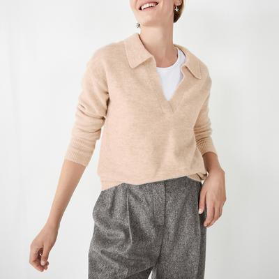 Beige Esme Collar Wool Blend Jumper