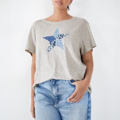 Grey Leopard Star Cotton T-Shirt