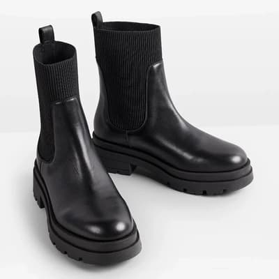 Black Pinner Leather Boots