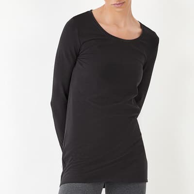 Black Longline Stretch-Cotton T-Shirt