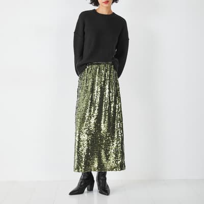 Khaki Cicley Sequin Skirt