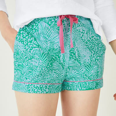 Green/Blue Isla Printed Cotton PJ Trousers 