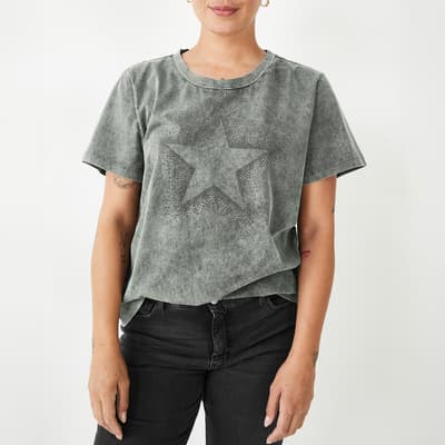 Grey Studded Star Relaxed T-Shirt