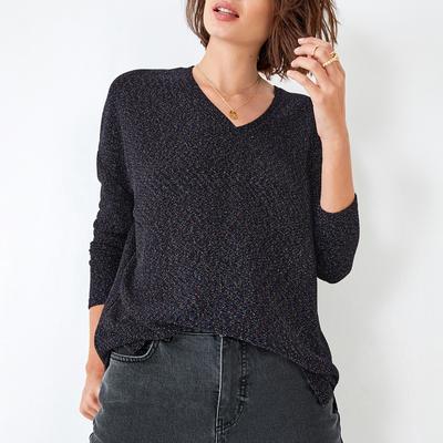 Black Rachel Glitter V Neck Jumper