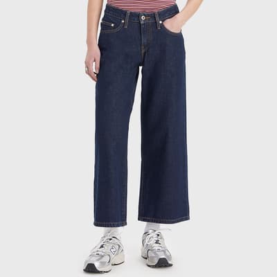 Dark Blue Baggy Cropped Jeans