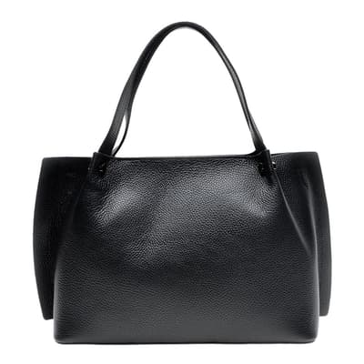 Blck Leather Top Handle Bag