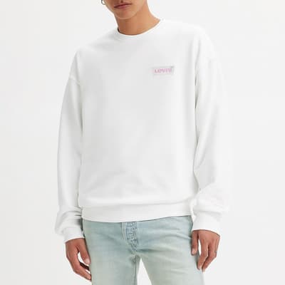 White Relaxed Graphic Cotton Sweatshirt