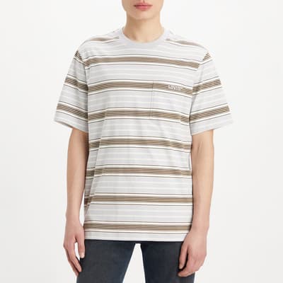 White Pocket Stripe Cotton T-Shirt