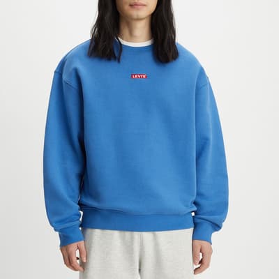 Blue Relaxed Cotton Blend Sweatshirt