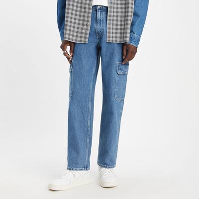 Blue Silvertab Loose Cargo Jeans 