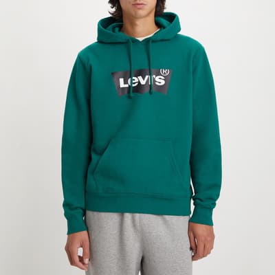 Teal Standard Graphic Cotton Hoodie 
