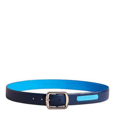 Navy Jaims Contrast Detail Leather Belt