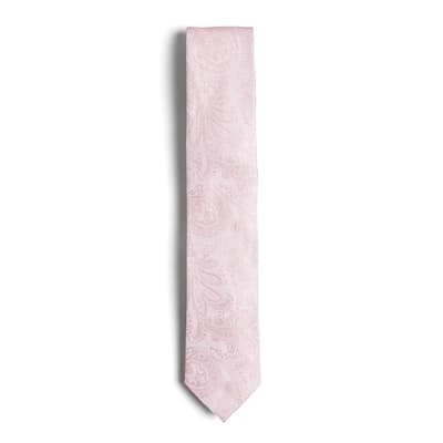 Dusky Pink Meews Paisley Jacquard Silk Tie