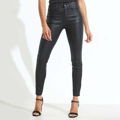 Black Textured Coated Skinny Jean