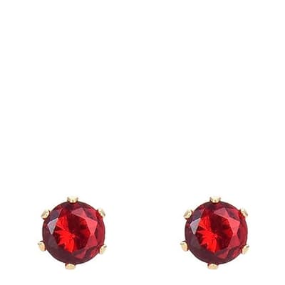 18K Gold Ruby Red Birthstone Post Earrings