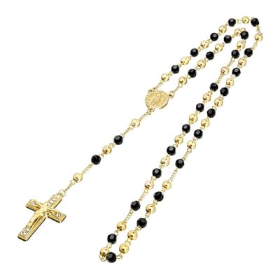 18K Gold & Black Onyx Rosary Necklace