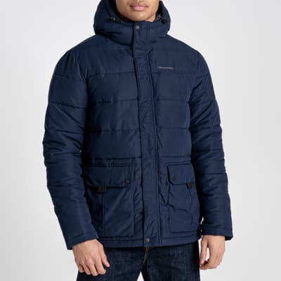 Navy Baffled/Quilted Coat