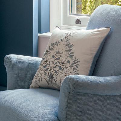 Parterre 45x45cm Embroidered Feather Cushion, Seaspray