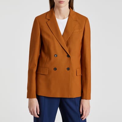 Camel Double Breasted Wool Blazer