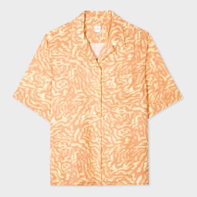 Orange Printed Button Shirt