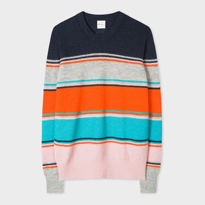 Multi Stripe Knitted Wool Blend Jumper