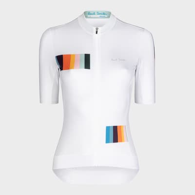White Stripe Short Sleeve Cycle Jersey
