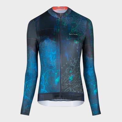 Black Map Long Sleeve Cycle Jersey