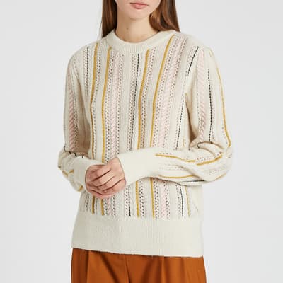 Cream Wool Blend Knitted Pullover 