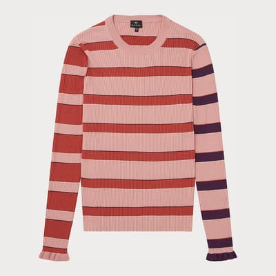 Pink Knitted Cotton Pullover Jumper