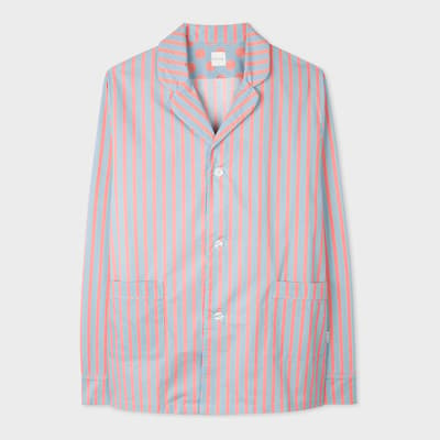 Blue Long Sleeve Stripe Pyjama Shirt