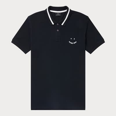 Black Happy Cotton Polo Shirt