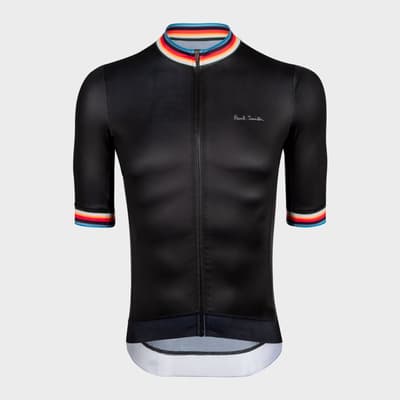 Black Cycling Jersey With 'Artist Stripe' Trims