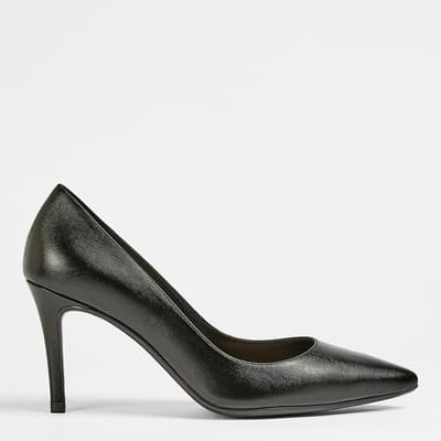 Black Leather Alyssa Court Heel