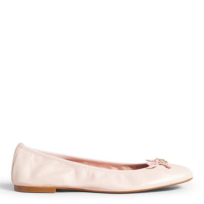Pink Leather Bow Ballet Pump Shoe