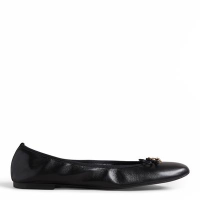 Black Baylay Leather Bow Ballet Pump