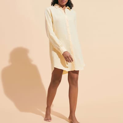 Yellow Fragrance Linen Shirt Dress