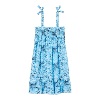 Blue Mini Gloss Cotton Dress