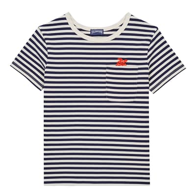 Navy/Cream Gustave Cotton T-Shirt