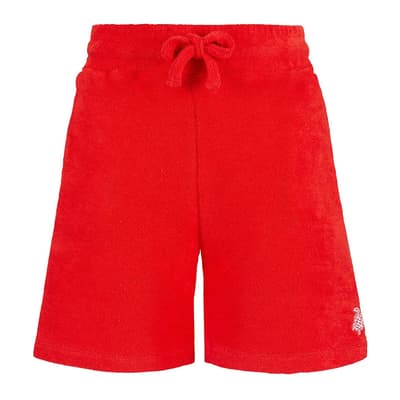 Red Cotton Goh Bermuda Shorts