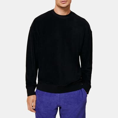 Black Textured Sweet Sweatshirt
