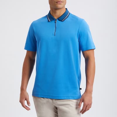 Blue Regular Fit Textured Polo Shirt