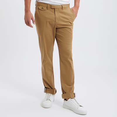 Tan Slim Fit Textured Chino Trouser