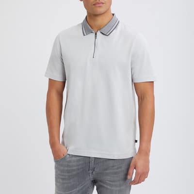 Grey Regular Fit Textured Polo Shirt