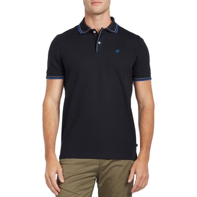 Navy Slim Fit Textured Polo