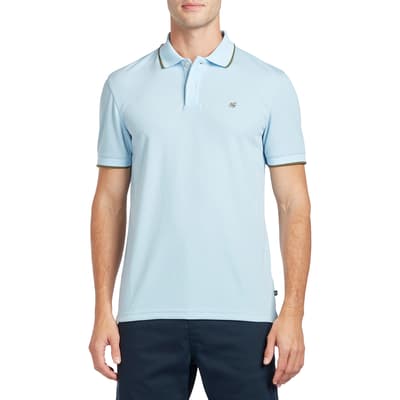 Blue Slim Fit Textured Polo