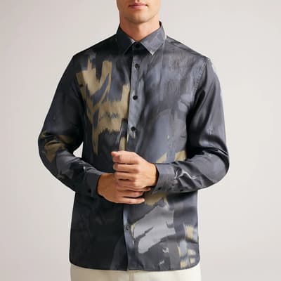 Grey Abstract Butterfly Print Shirt