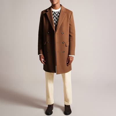 Brown Wool Blend City Coat